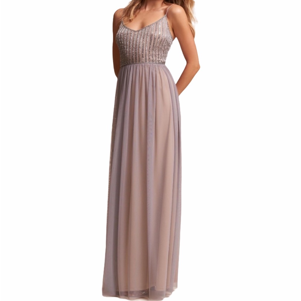 BHLDN Laurent Dress in Silver Gray Size 8 NWT
